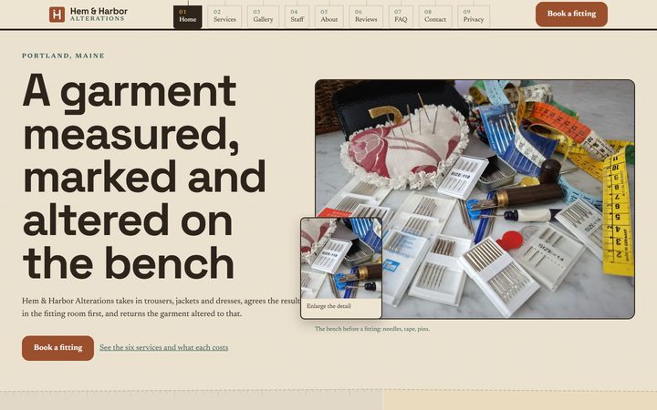 The Hem & Harbor Alterations front-end