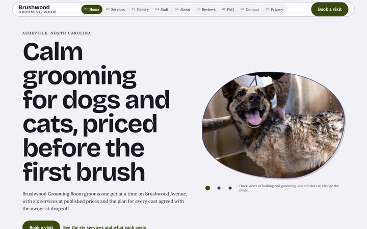 The Brushwood Grooming Room front-end