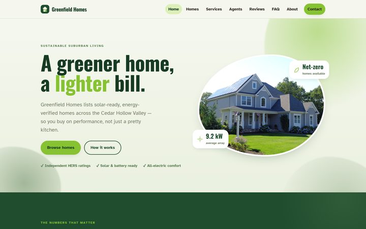 The Greenfield Homes front-end