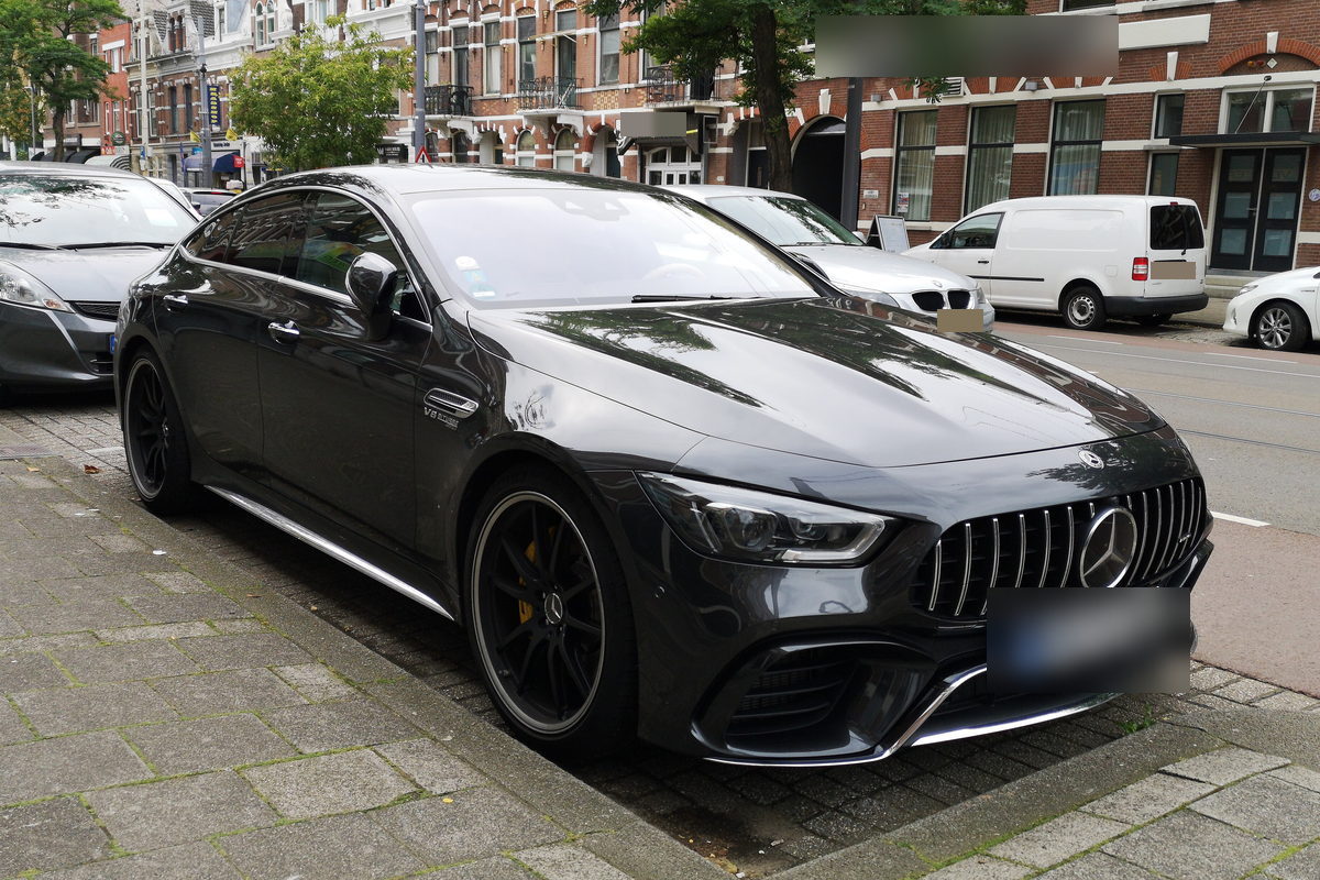 Mercedes-AMG GT four-door outside the gallery