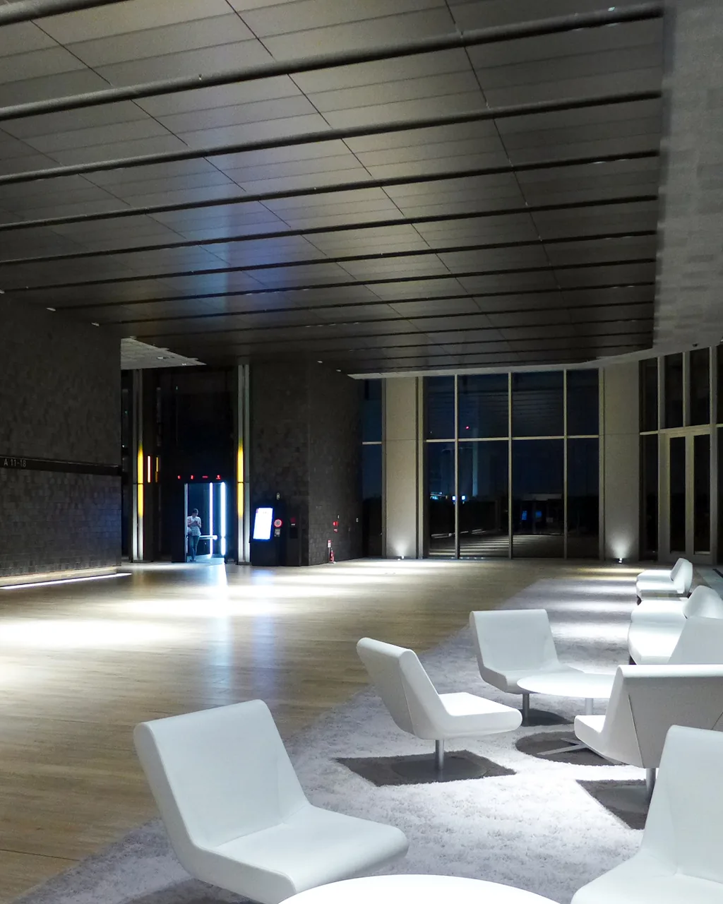A cleared office floor photographed from the entrance
