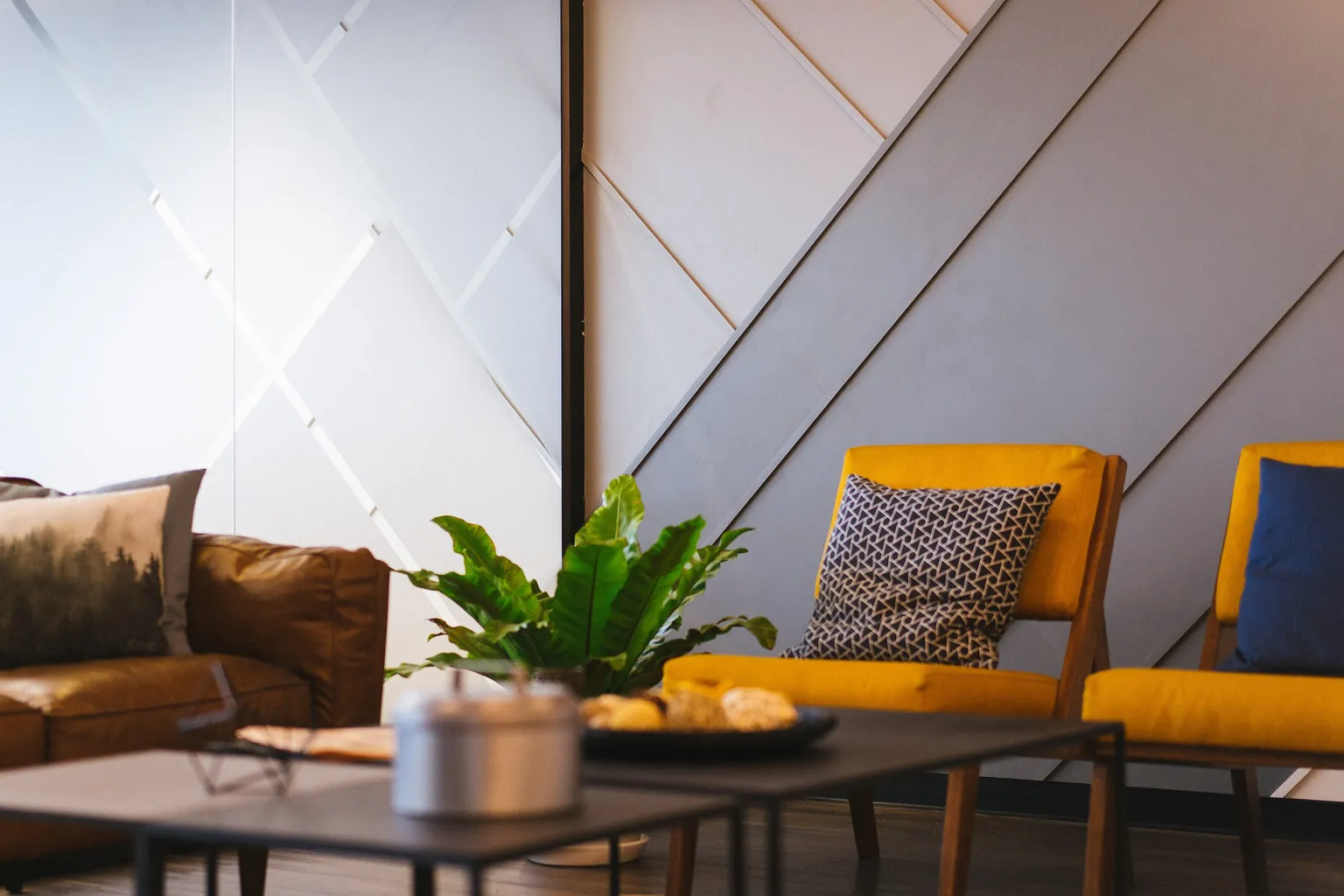 Soft-seating corner used for short private calls